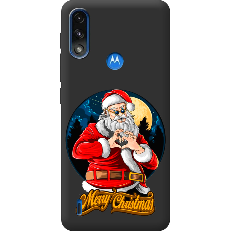 Черный чехол BoxFace Motorola E7 Power Cool Santa