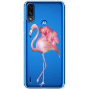 Прозрачный чехол BoxFace Motorola E7i Power Floral Flamingo