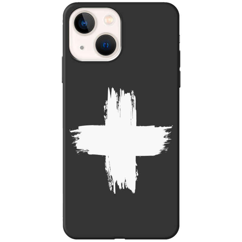 Черный чехол BoxFace Apple iPhone 14 Plus Білий хрест ЗСУ