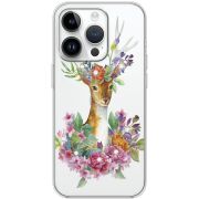Чехол со стразами Apple iPhone 14 Pro Deer with flowers