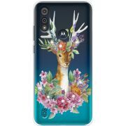Чехол со стразами Motorola E6i Deer with flowers