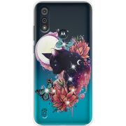 Чехол со стразами Motorola E6i Cat in Flowers