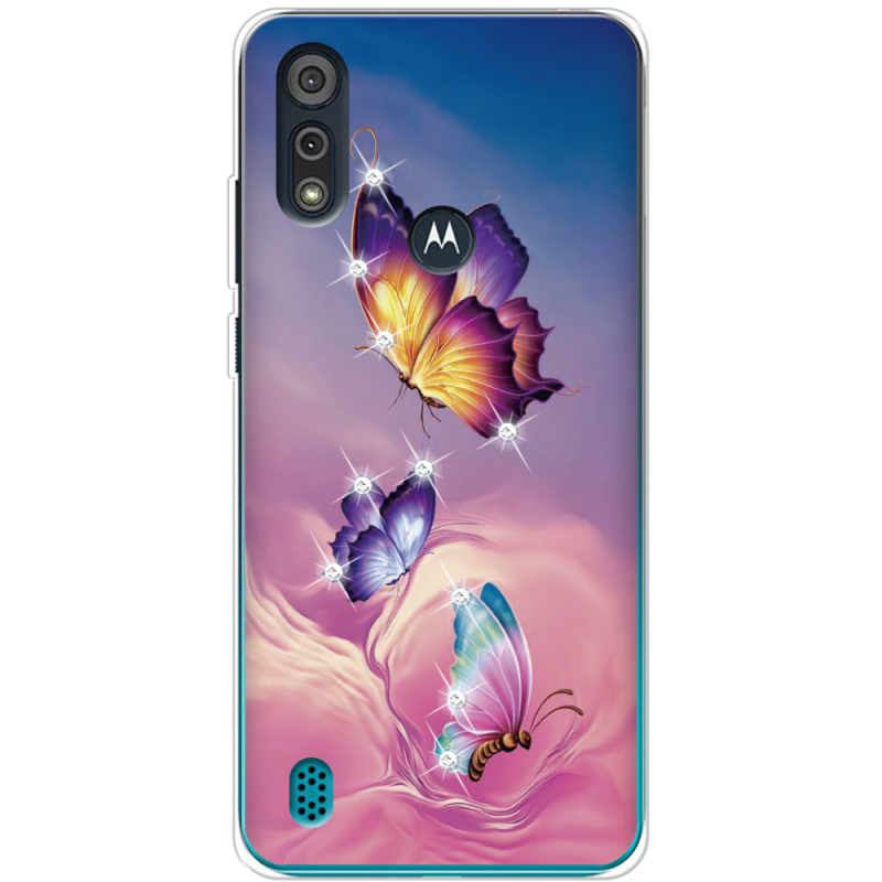 Чехол со стразами Motorola E6i Butterflies