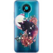 Чехол со стразами Nokia 3.4 Cat in Flowers