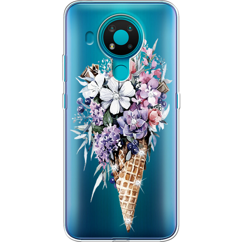 Чехол со стразами Nokia 3.4 Ice Cream Flowers