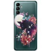 Чехол со стразами BoxFace Samsung Galaxy A04s (A047) Cat in Flowers
