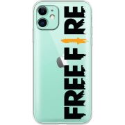 Прозрачный чехол Uprint Apple iPhone 11 Free Fire Black Logo