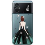Чехол со стразами Xiaomi Poco M5 Girl in the green dress