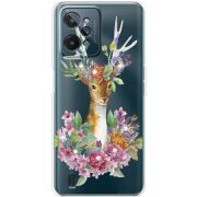 Чехол со стразами Realme C31 Deer with flowers