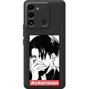 Черный чехол BoxFace Tecno Spark 8C Attack On Titan - Ackerman