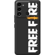 Черный чехол BoxFace Tecno Spark 8C Free Fire White Logo