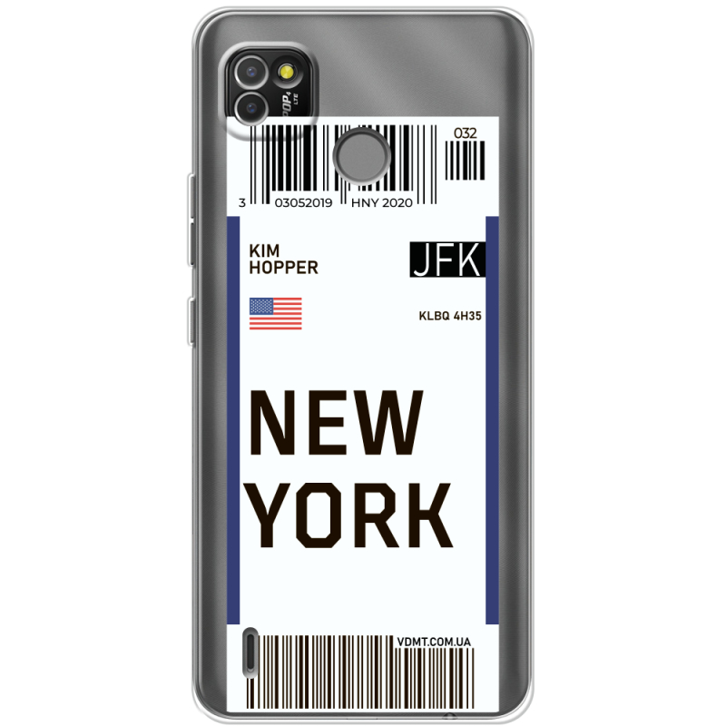 Прозрачный чехол BoxFace Tecno POP 4 LTE Ticket New York