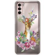 Чехол со стразами Motorola G41 Deer with flowers