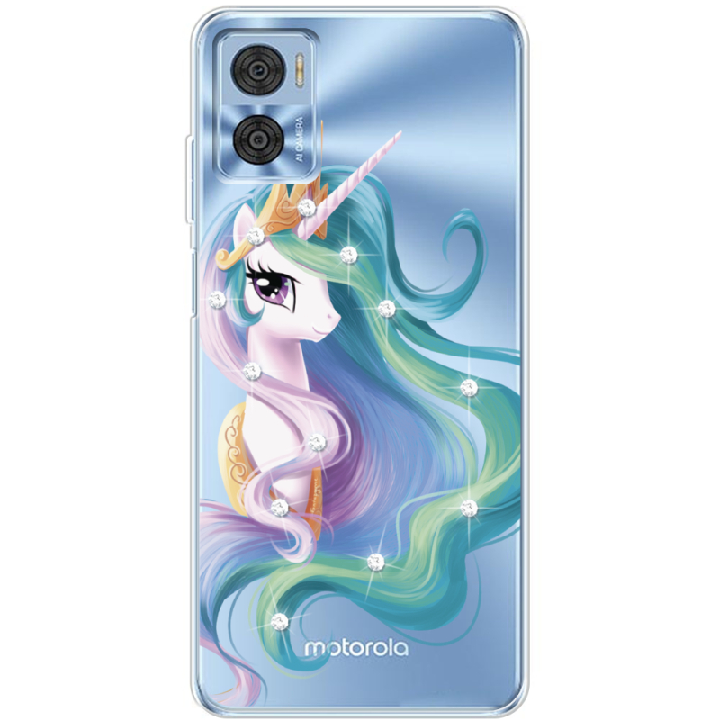 Чехол со стразами Motorola E22/E22i Unicorn Queen