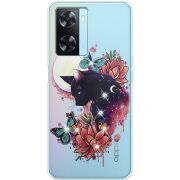 Чехол со стразами OPPO A57s Cat in Flowers
