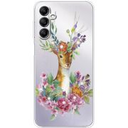 Чехол со стразами Samsung Galaxy A14 5G (A146) Deer with flowers