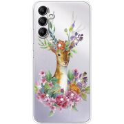Чехол со стразами Samsung Galaxy A34 5G (A346) Deer with flowers