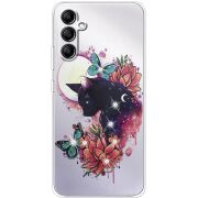 Чехол со стразами Samsung Galaxy A34 5G (A346) Cat in Flowers