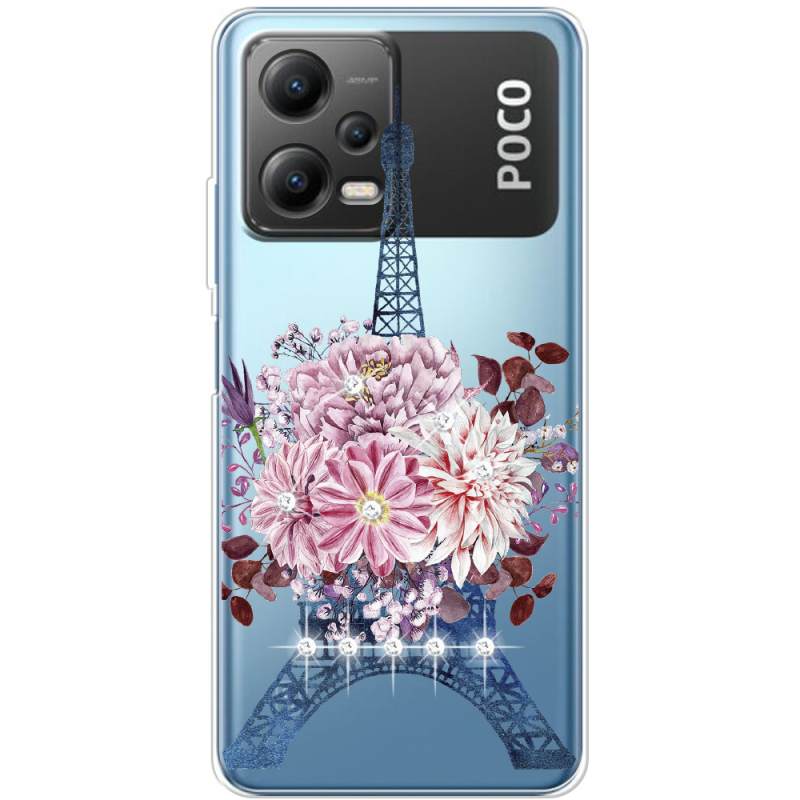 Чехол со стразами Xiaomi Poco X5 5G Eiffel Tower