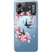 Чехол со стразами Xiaomi Poco X5 5G Swallows and Bloom