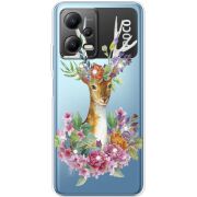 Чехол со стразами Xiaomi Poco X5 5G Deer with flowers