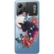 Чехол со стразами Xiaomi Poco X5 5G Cat in Flowers