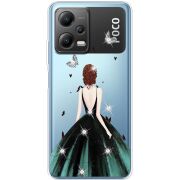 Чехол со стразами Xiaomi Poco X5 5G Girl in the green dress