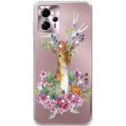 Чехол со стразами Motorola G13 Deer with flowers