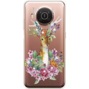 Чехол со стразами Nokia X10 Deer with flowers