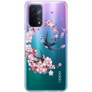 Чехол со стразами OPPO A54 5G Swallows and Bloom
