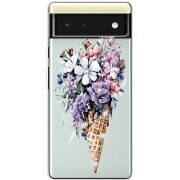 Чехол со стразами Google Pixel 6 Ice Cream Flowers
