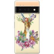 Чехол со стразами Google Pixel 6 Pro Deer with flowers