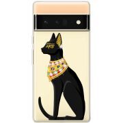 Чехол со стразами Google Pixel 6 Pro Egipet Cat