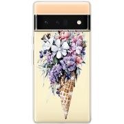 Чехол со стразами Google Pixel 6 Pro Ice Cream Flowers