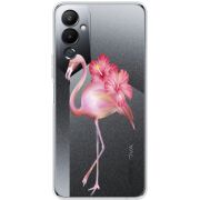 Прозрачный чехол BoxFace Tecno POVA 4 Floral Flamingo
