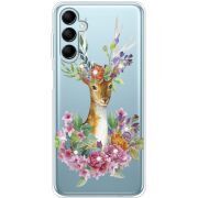 Чехол со стразами Samsung Galaxy M14 5G (M146) Deer with flowers