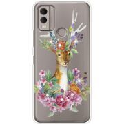 Чехол со стразами Nokia C22 Deer with flowers