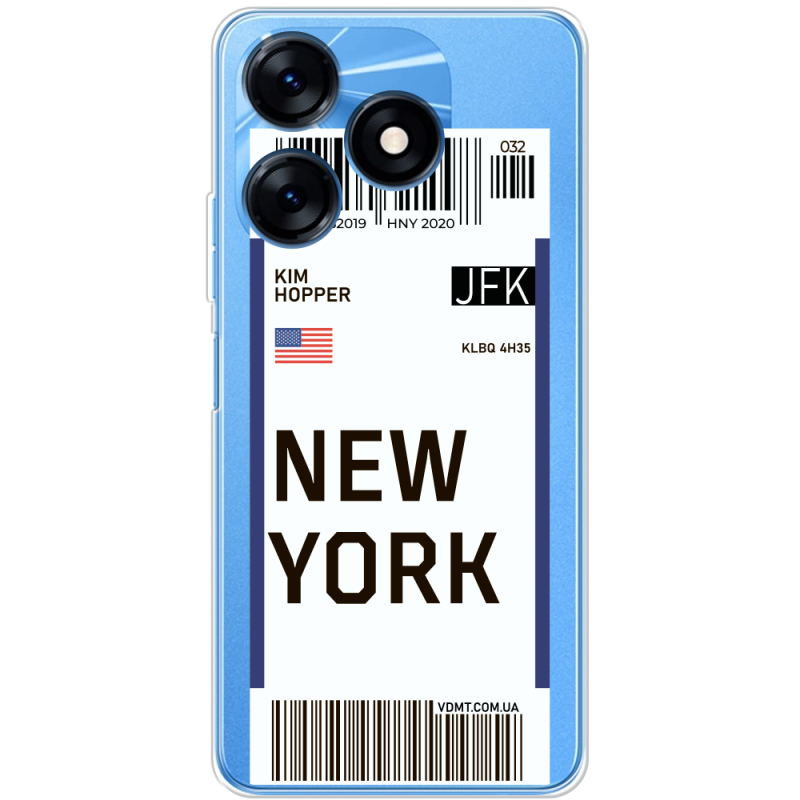 Прозрачный чехол BoxFace Tecno Spark 10 Ticket New York