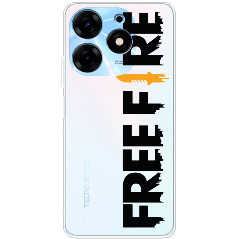 Прозрачный чехол BoxFace Tecno Spark 10 Pro Free Fire Black Logo