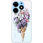 Чехол со стразами BoxFace Tecno Spark 10 Pro Ice Cream Flowers