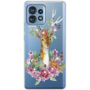 Чехол со стразами Motorola Edge 40 Pro Deer with flowers
