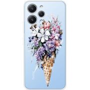 Чехол со стразами Xiaomi Redmi 12 Ice Cream Flowers