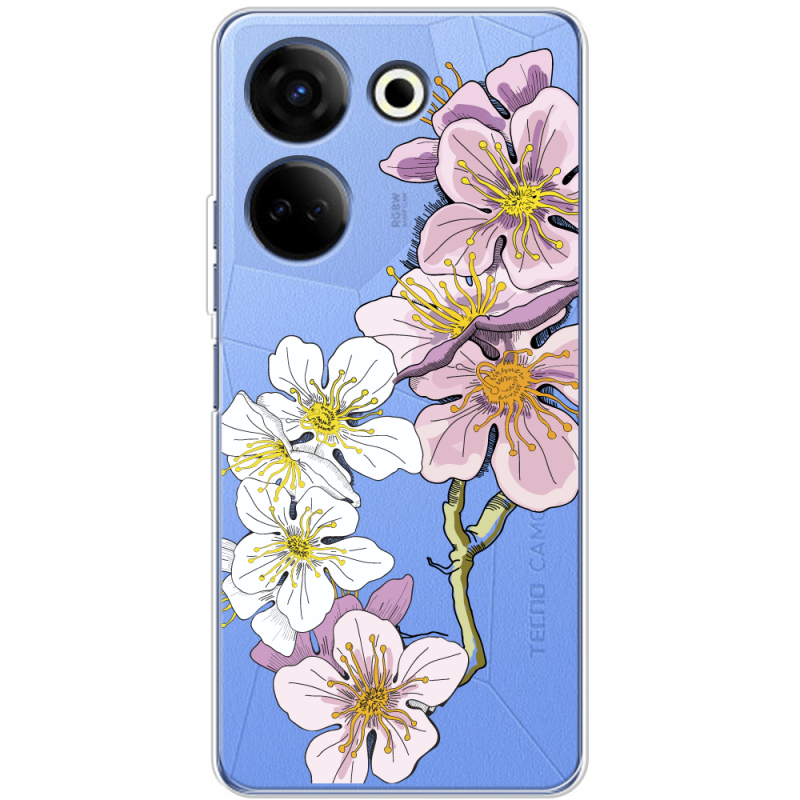 Прозрачный чехол BoxFace Tecno Camon 20 Pro 4G Cherry Blossom