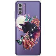 Чехол со стразами Nokia G42 Cat in Flowers