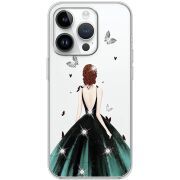 Чехол со стразами Apple iPhone 15 Pro Girl in the green dress