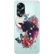 Чехол со стразами OPPO A58 4G Cat in Flowers