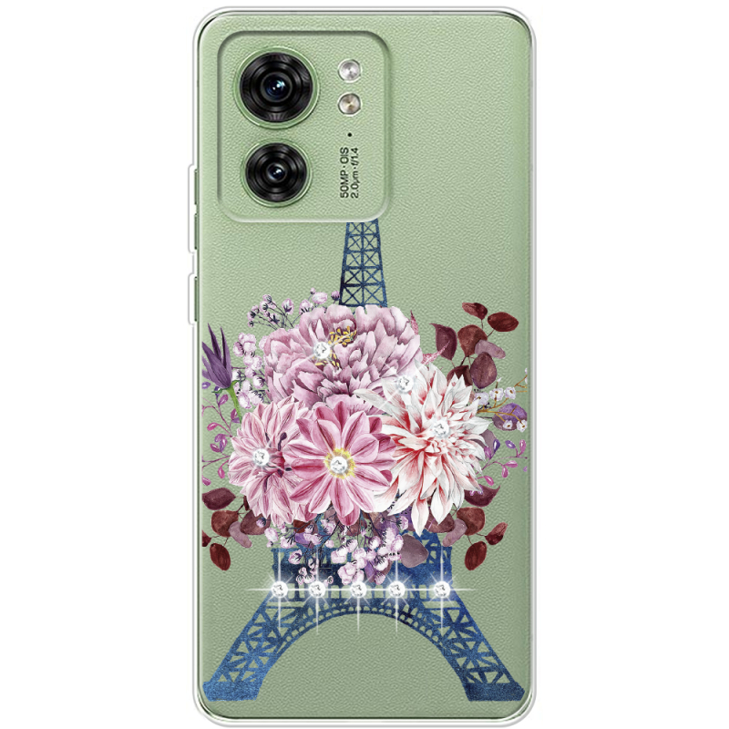 Чехол со стразами Motorola Edge 40 Eiffel Tower