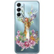 Чехол со стразами Samsung Galaxy M34 5G (M346) Deer with flowers