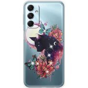 Чехол со стразами Samsung Galaxy M34 5G (M346) Cat in Flowers