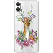 Чехол со стразами Samsung Galaxy A05 (A055) Deer with flowers